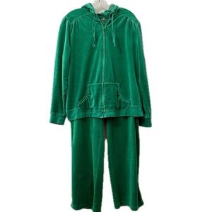 Old Navy Kelly Green Velour Track Suit Y2K Women’s ☘️ Size XL St. Patrick’s Day